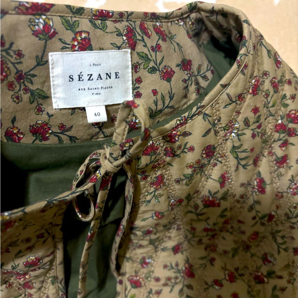 🍂🍎Sezane Paoline Jacket Organic cotton Floral Quilted Jacket - Picture 10 of 11